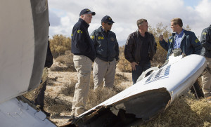 Virgin Galactic pilot Todd Ericson and NTSB investigators at SpaceShipTwo accident site. Credit: NTSB