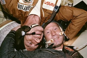 Apollo-Soyuz link-up: On July 17, 1975 two Cold War-rivals met in space.  Credit: NASA