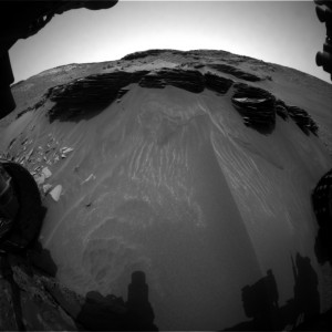 Curiosity's Front Hazcam: Left B image taken on April 30, Sol 971. Credit: NASA/JPL-Caltech  
