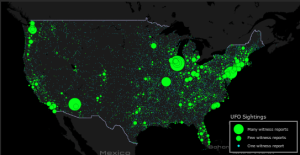 Mapping UFO sightings. Credit: Max Galka/Metrocosm 