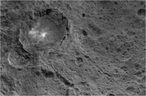 Exploring Ceres and Occator Crater with bright spots. Credit: NASA/JPL 