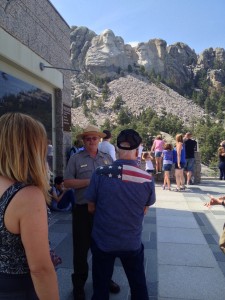 Park Ranger with Buzz Aldrin at Mount Rushmore National Memorial. Credit: Leonard David