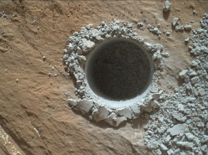 Following drilling operations by Curiosity, the Mars Hand Lens Imager (MAHLI), located on the turret at the end of the rover's robotic arm, took this image on Sol 1060. Credit: NASA/JPL-Caltech/MSSS 