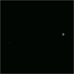 Celestial twosome: Moon and Earth taken by Hayabusa2. Credit: JAXA
