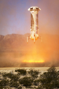 Precise thrust vector control and deep throttling enable pinpoint booster landing. Credit: Blue Origin