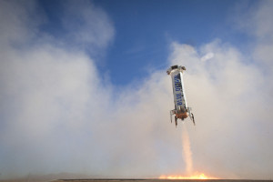 Good-bye booster? Next flight may see desert impact. Credit: Blue Origin 