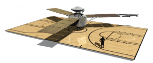 Size of Juno relative to a basketball court. Credit: NASA/JPL-Caltech 