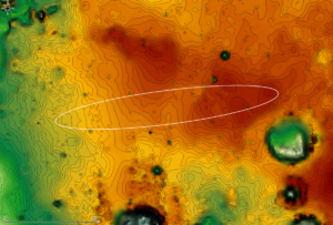 Projected landing zone for ESA's Schiaparelli lander. Credit: IRSPS/TAS-I 